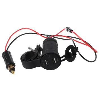 

Waterproof Dual USB Charger Power Adapter LED Voltmeter Handlebar Hella DIN Plug Socket Charger for BMW Triumph Yamaha Motorcycl
