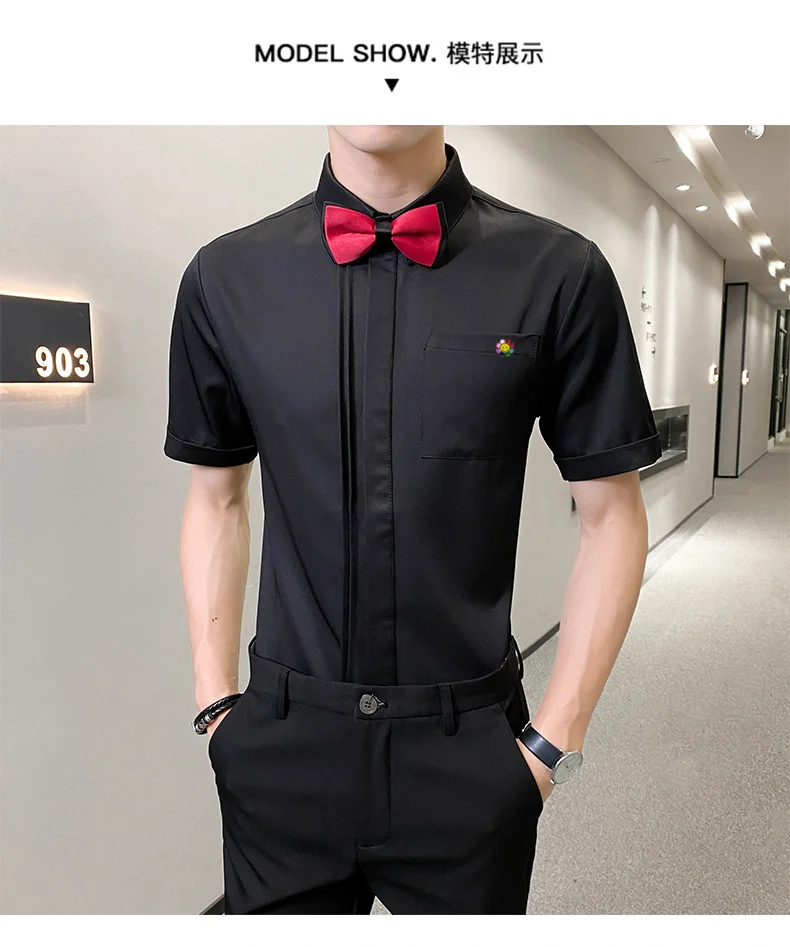 Simple Casual Men's Shirt Bow Tie 