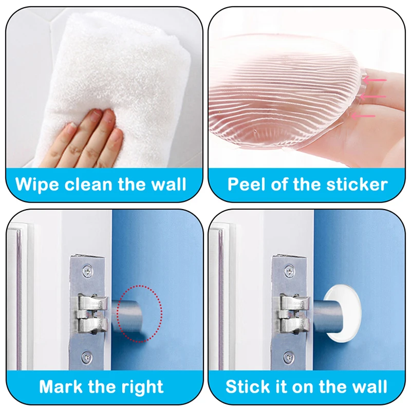1/6pcs Transparent Soft Silicone Wall Protector Door Handle Bumper Protective Plug Non-slip Self-adhesive Round Doors Muffler