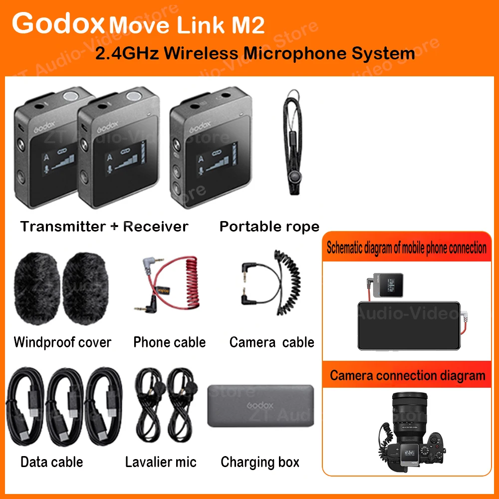 Микрофон Godox MoveLink M2 M1 2 5 ГГц передатчик приемник беспроводной петличный микрофон