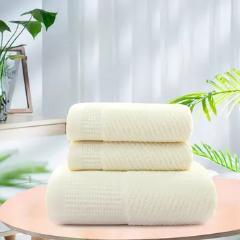 

3Pcs Cotton Towel Eco-Friendly Low Lint Shower Towels Beach Pool Fast Drying Towels Hand Towels Washcloth for Hotel Spa Cabana