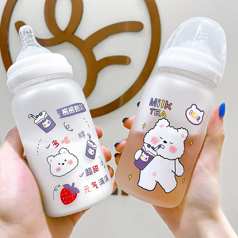 https://ae01.alicdn.com/kf/H6faf7f3d6bfd47f09e9616d56eeda7efA/New-Cute-Cartoon-Glass-Baby-Bottle-Fashion-Frosted-Pacifier-Water-Bottle-Straw-Cup-For-Adult-Kids.jpg