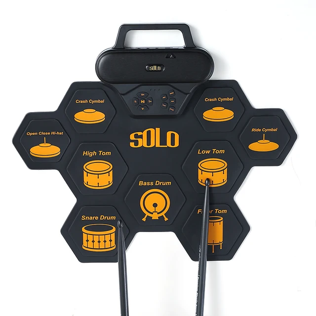 SOLO Electronic Drum Roll-Up Silicon Drum Pad Digital Electronic Drum Kit  Foot Pedals Drums
