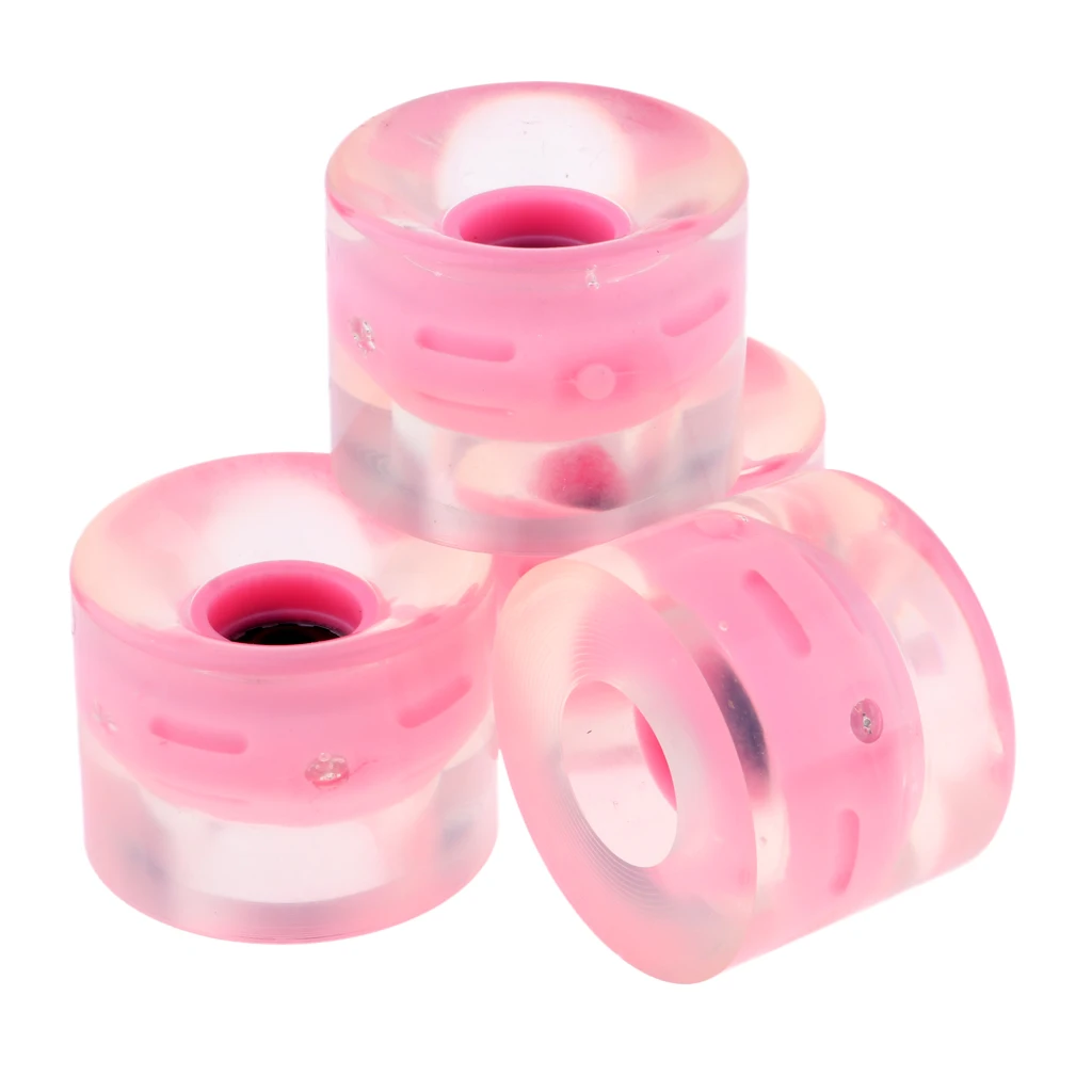 4 Pcs Light Up Wheels Flash 60mm with Magnetic Core for Skateboard Longboard pink / blue/ green/ white/ red