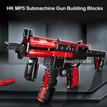

676pcs MP5 Submachine Gun Military Model Building Blocks For Technic City Police Swat Toys Boys Building Blocks Toy Gun
