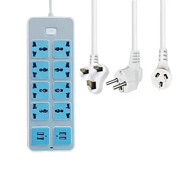 

AU UK EU Plug Universal Power Strip Socket 10A 2500W Extension Socket 4USB charge enchufe Universal adapter to 1.5/3/5M