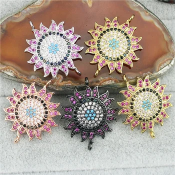 

20*20mm 20pcs/lot Good delicatec colorful cz charm,flower shape cubic zircon charm, bracelet accessory jewelry cheap wholesale