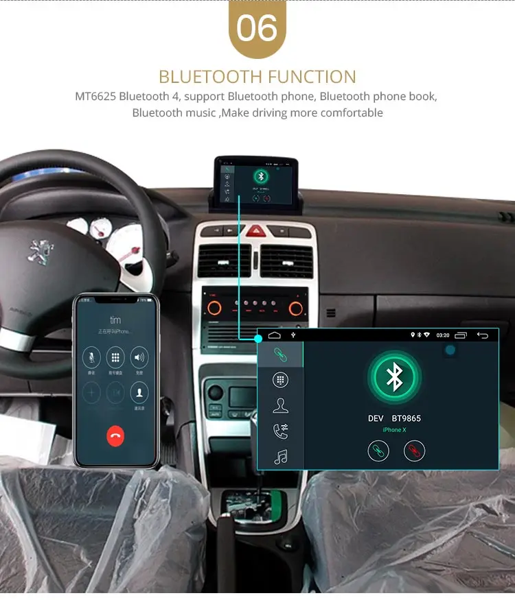 Top LJHANG 1 Din Car DVD Multimedia Player Android 9.0 for Peugeot 307 GPS Navigation Car Radio Stereo Bluetooth Video WIFI RDS IPS 8