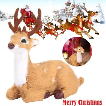 

Plush Plastic Lying Deer Simulation ELK Deer Christmas Reindeer Beautiful Mini New Year Photography Prop Xmas Elk Simulated