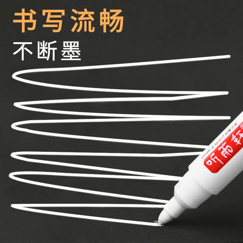Permanent Marker Pen 3/5pcs Metal Permanent Marker Pens 6mm White Oil Pen For Leather Fabric Metallic Markers Craftwork Oily Art Supplies