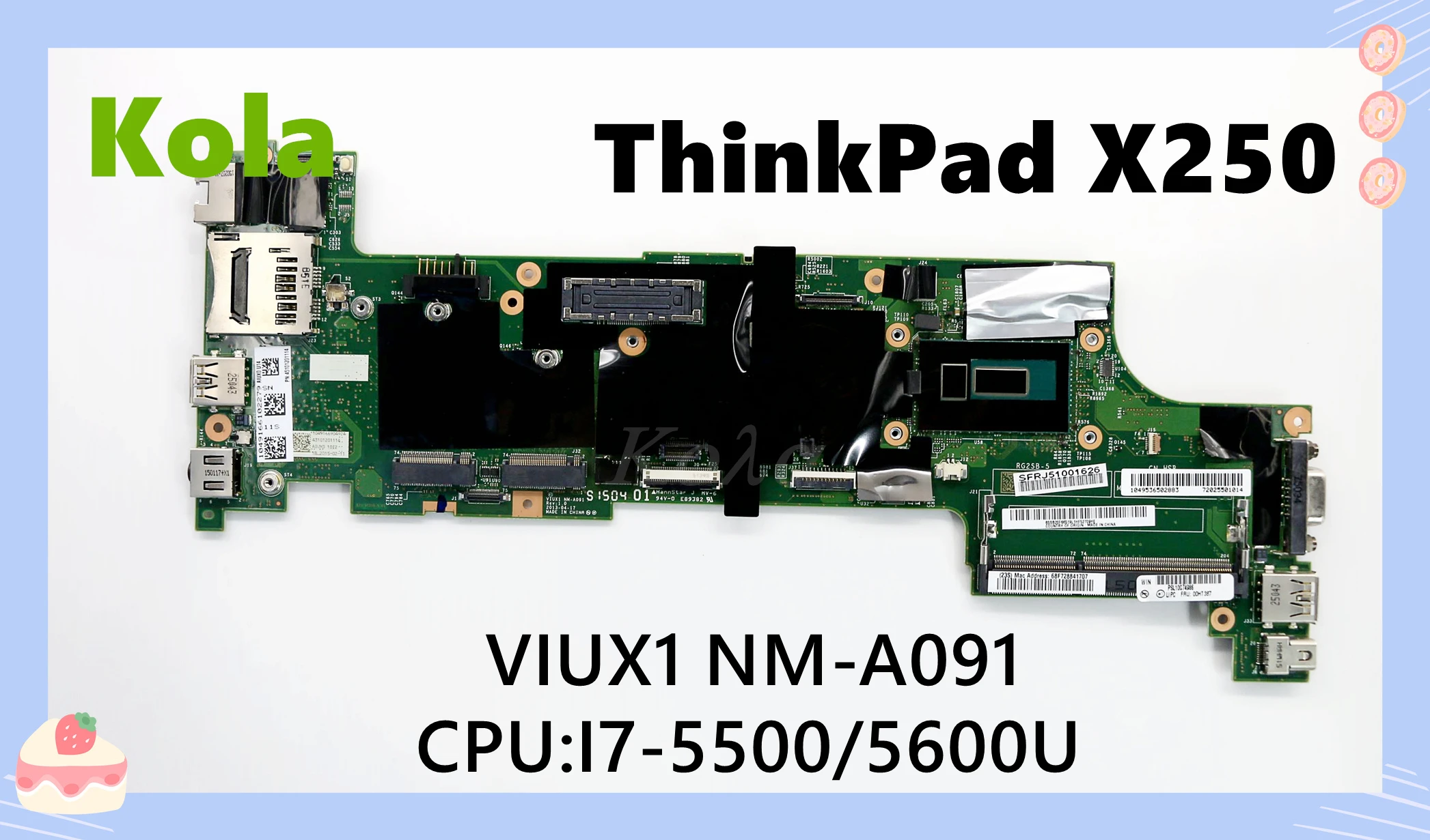 VIUX1 NM A091 For Lenovo Thinkpad X250 laptop Motherboard NM A091 with