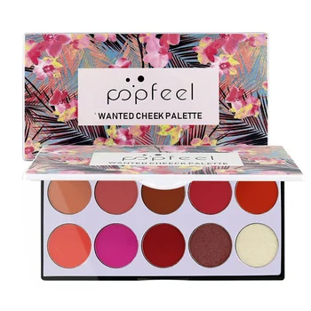 

10 Color Blush Palette Brighten Orange Pink Natural Delicate Gentle Face Cream Blush Contour