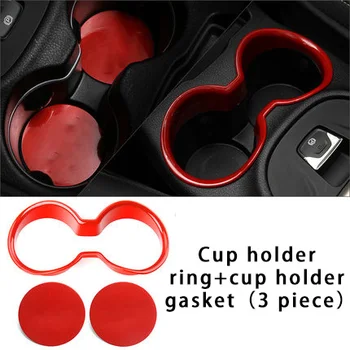 

For Jeep cherokee chrome red Cup holder ring+cup holder gasket molding trim 3pcs