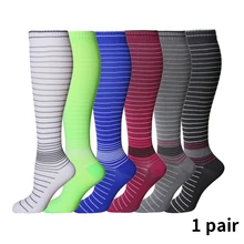 Полосатые Компрессионные носки спортивные мужские и женские Беговые Спортивные летные дорожные дышащие уличные велосипедные медсестры эластичные носки для верховой езды