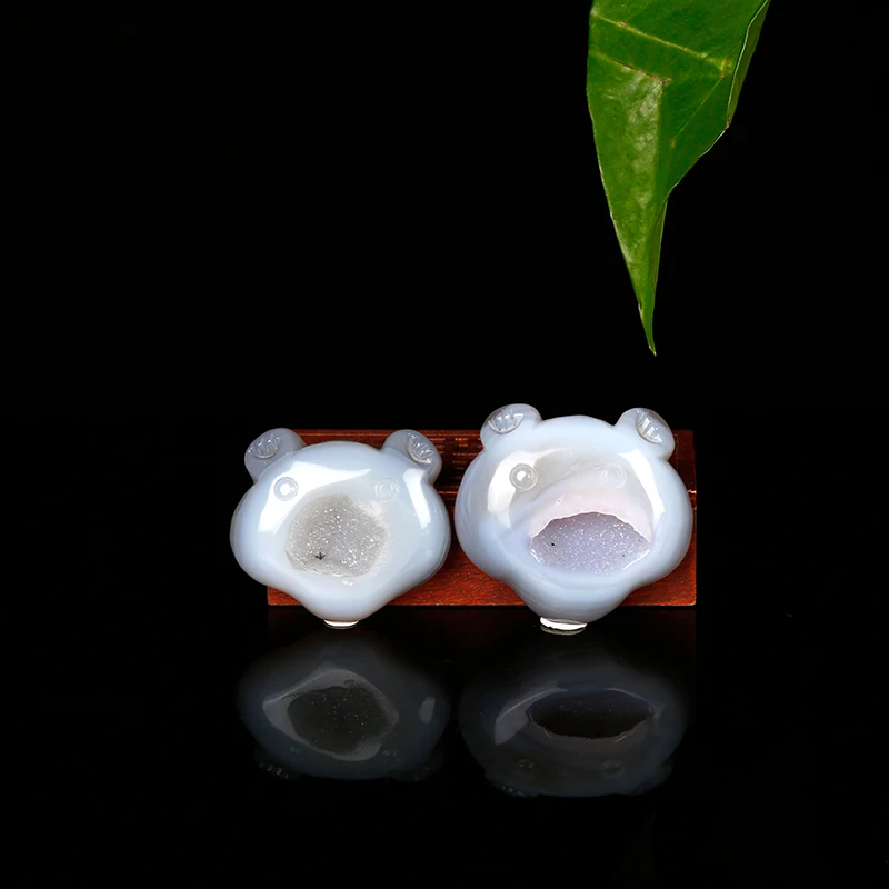 1 шт. натуральный агата кристалл зуб Статуэтка медведя высокое качество