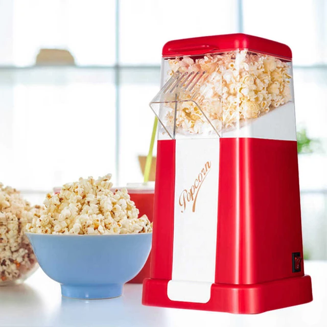 Automatic Stirring Popcorn Maker Popper, Electric Hot Oil Popcorn Machine  with Measuring Cap & Built-in Reversible Serving Bowl - AliExpress