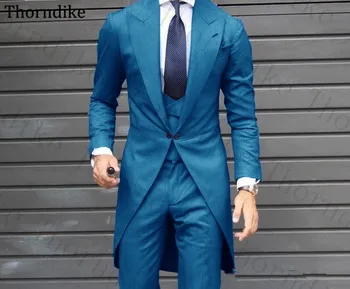

Thorndike Men's Suit Tuxedos Solid Slim Long Wedding Suits Men Peaked Lapel Long Sleeve Bridegroom Wear Suits Plus Size Suits