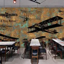 Пользовательские 3D Настенные обои Европа и Америка ретро ручная роспись самолет бар кофейня фоновая стена