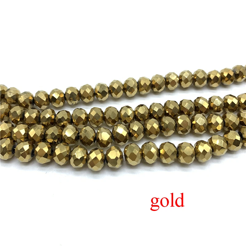 gold 1 прядь, цветные хрустальные бусины Rondelle, граненые стеклянные бусины, маленькие бусины для самостоятельного изготовления ювелирных изделий, аксессуары для ювелирных изделий - Цвет: gold