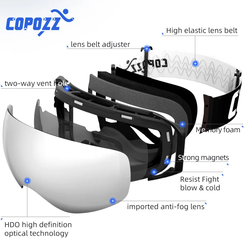 COP0ZZ лыжные очки безрамные двухслойные UV400 Анти-туман большая Лыжная маска для мужчин и женщин уличные лыжные и сноубордические очки