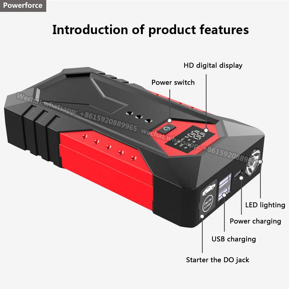 car jump starter POWERFORCE High Power Car Jump Starter Starting Device Portable Power Bank Emergency Car Battery Charger Booster Buster Cable car jumper