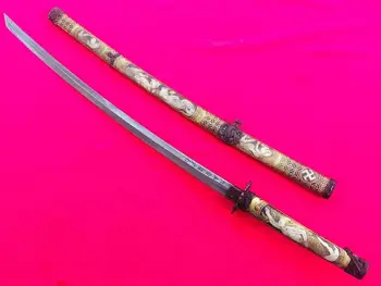 

Vintage Katana style Samurai sword JP. Warrior kampilan Folded steel blade ninja Saber