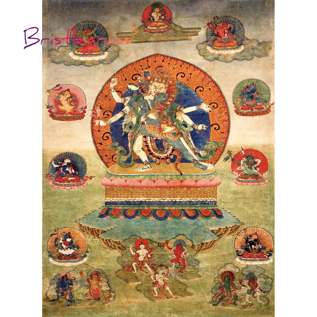 BRISTLEGRASS Wooden Jigsaw Puzzles 500 1000 Piece Yidam Tibetan Buddhist Art Thangka Painting Educational Toy Collectibles Decor