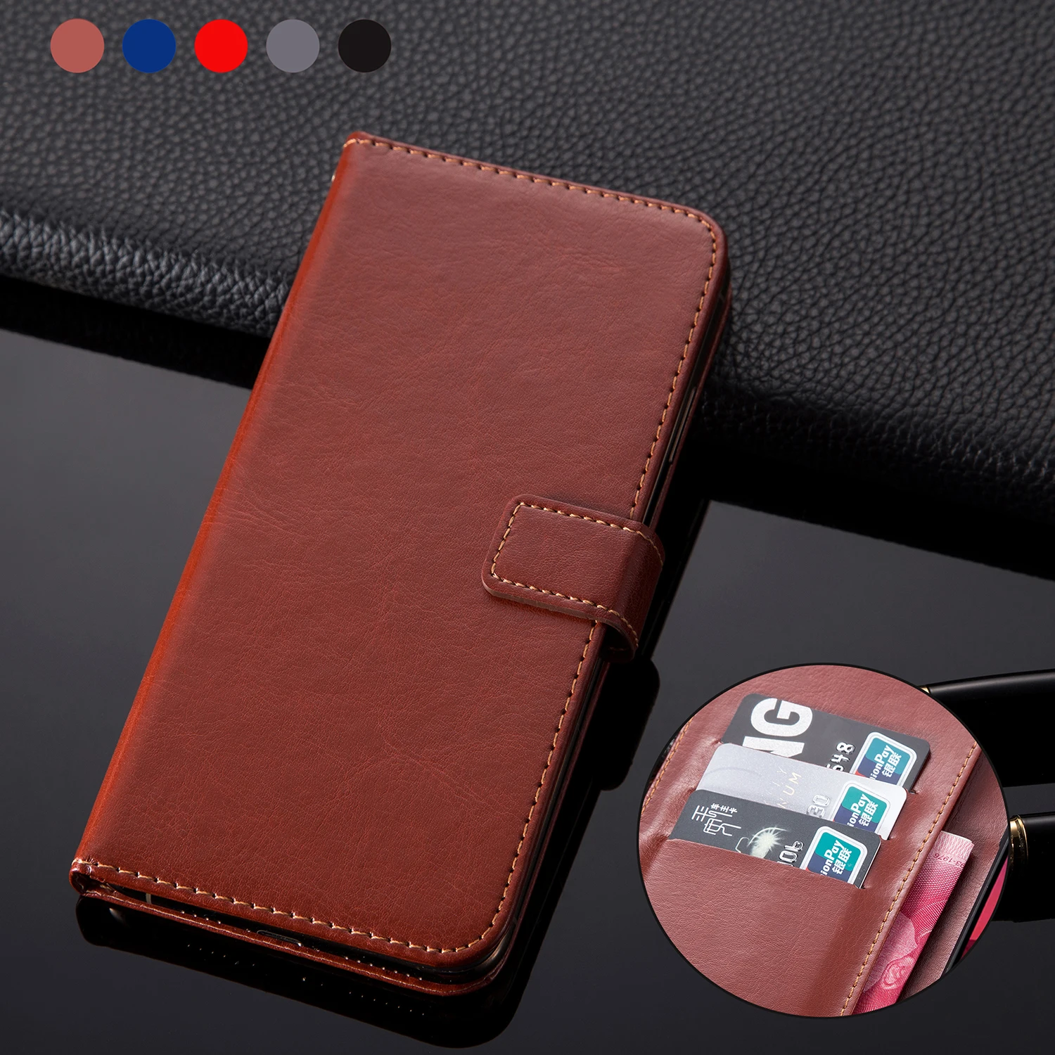

Leather Flip case FLY Slimline Photo Pro Life Compact Power Plus 3 Life Mega FS529 Cover Leather Stand card holder phone housing