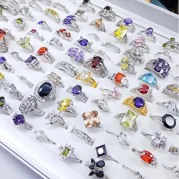 

36 Pcs/lot top quality women alloy zircon ring lot wholesale luxury fashion women wedding jewelry ring lot wholesale