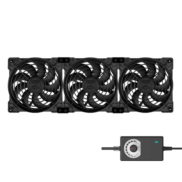 12cm High Speed Large Air Volume 100V 110V 220V Btc Mining Machine Workstation Cabinet 120MM  Server Case Cooling System Fan Kit Hydraulic 3 Fans
