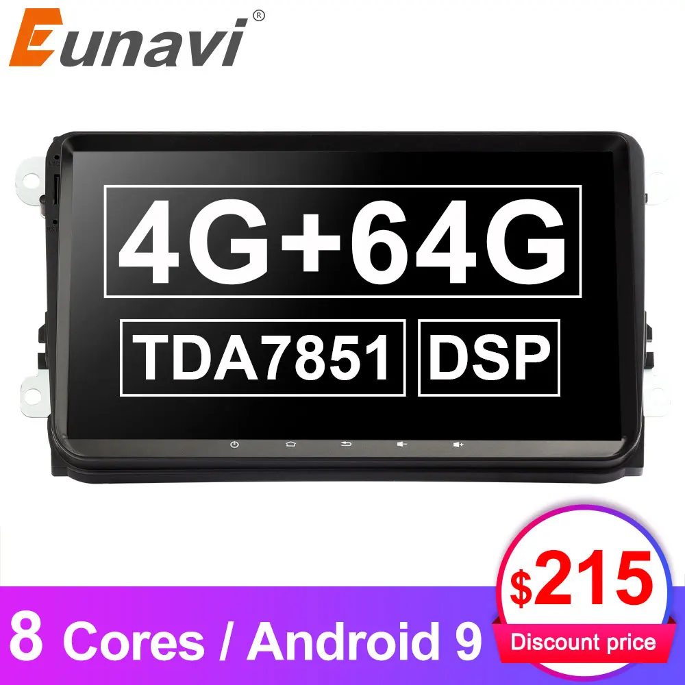 ^*Best Offers Eunavi 2 DIN Android 9.0 Car Radio Multimedia for VW Passat B6 CC Polo GOLF 5 6 Touran Jetta Tiguan Magotan Seat Stereo dvd GPS