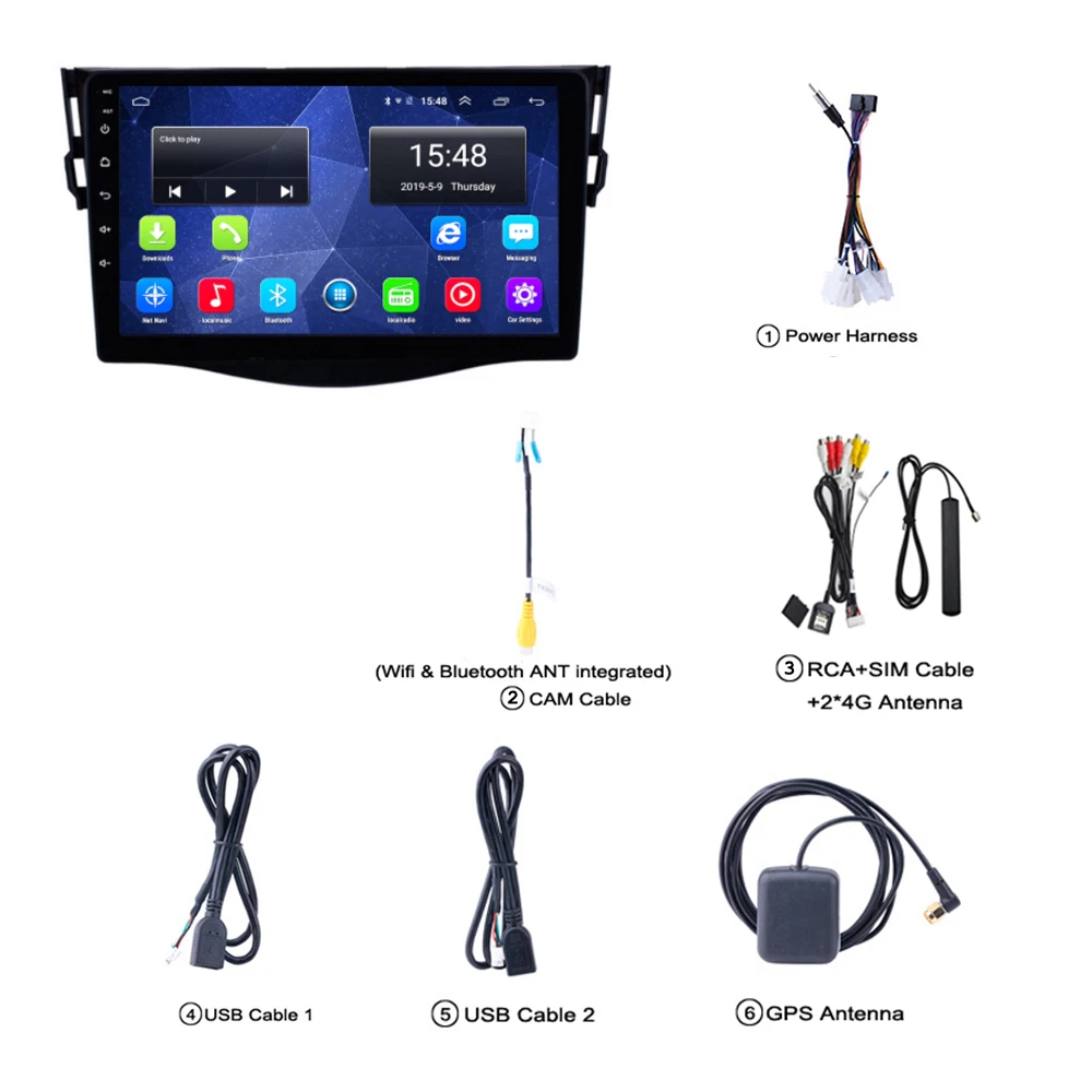  Car Radio For Toyota RAV4 2007-2012 GPS Navigation 4G Auto Radio Android 8.0 Support Bluetooth/TV/W