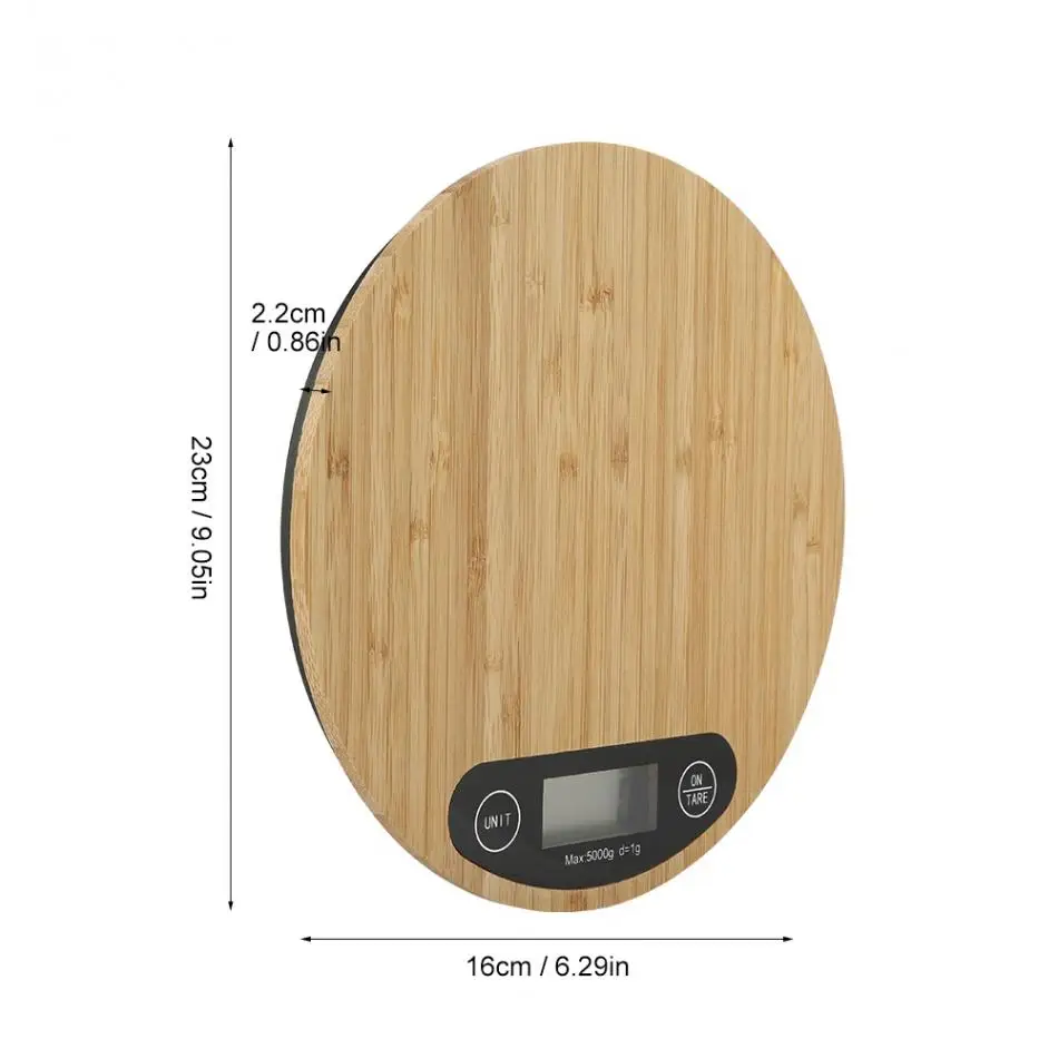 New Bamboo Style LED Electronic Kitchen Scale - Up to 5Kg 14