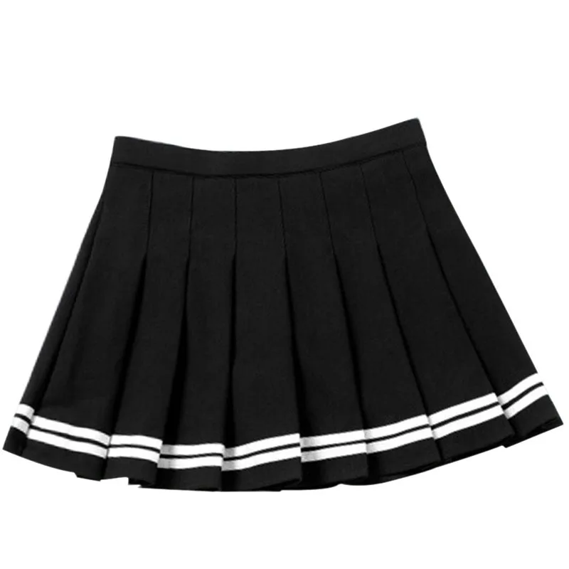 

Women Pleated Short Skirts Lolita Style Harajuku Kawaii Sweet Striped Skirts Mini Cute School Uniforms Saia Faldas Ladies Jupe