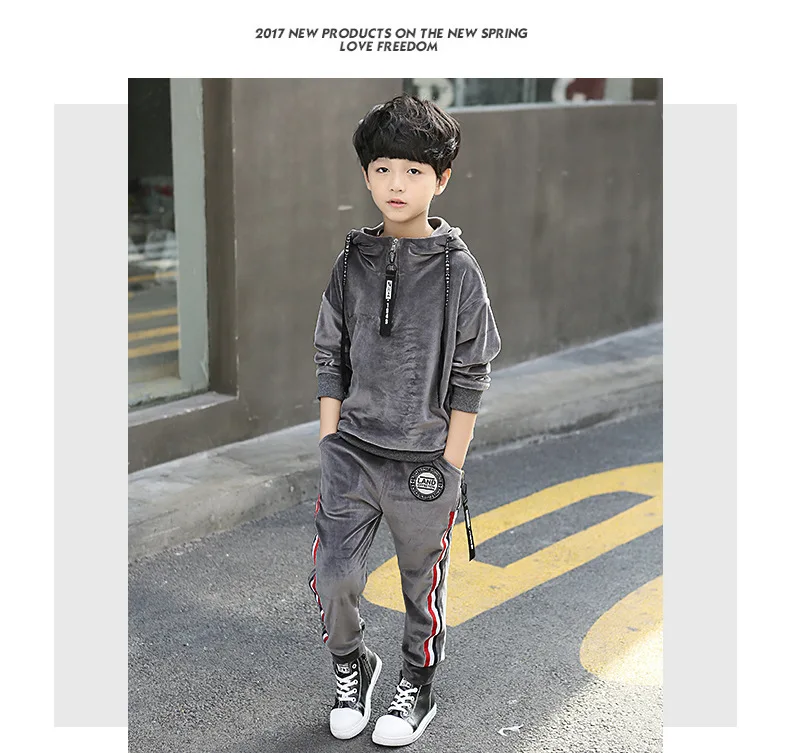 Г. Детская одежда весенне-осенний спортивный костюм из плюша для мальчиков комплект школьной одежды для мальчиков, комплект из 2 предметов, толстовка+ повседневные штаны