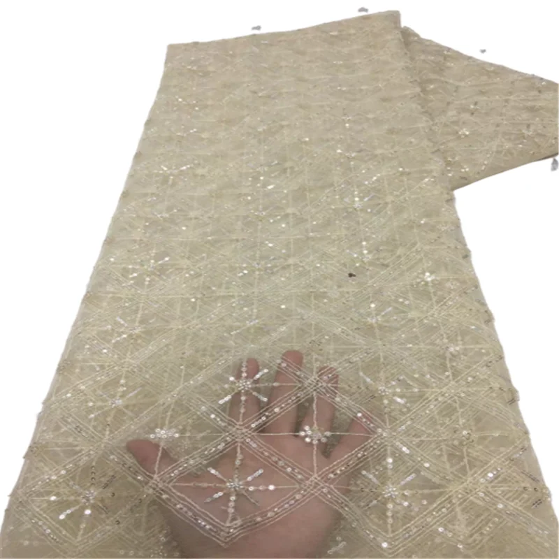 

Hot Sale Nigerian Lace Fabrics Latest sequins Mesh African Lace Fabric Milk Silk Lace French Net Fabric Wedding Dress
