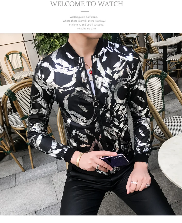 Zomer Goud Zwart Zilver бейсбольный Джек манен Бомбер с принтом Jas Mannen Chaqueta Hombre Mode Выпускной клуб вечерние zonnebrandcrere Jassen