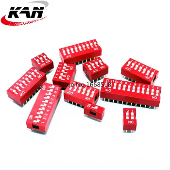 

10PCS Slide Type Switch 1 2 3 4 5 6 7 8 9 10 12 Bit 2.54mm Position Way DIP Red Pitch Toggle Switch Red Snap Switch hjxrhal