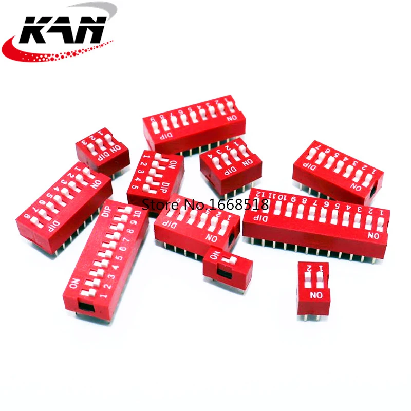 10PCS Slide Type Switch 1 2 3 4 5 6 7 8 9 10 12 Bit 2.54mm Position Way DIP Red Pitch Toggle Switch Red Snap Switch hjxrhal light switch wifi