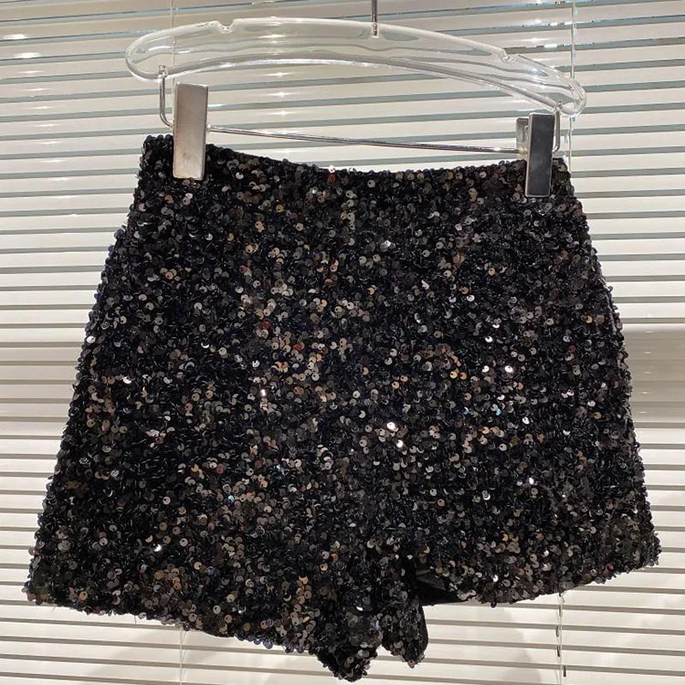 high waisted denim shorts 2021 New Bling Sexy Women Sequin Shorts High Waist Zip Bodycon Shorts Feminino Skinny Party Club Shorts swimming shorts