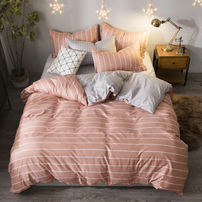 AB-side, Комплект постельного белья, модный дом, роскошная простыня, наволочка, розовая полоска, домашний текстиль, семейное постельное белье, высокое качество