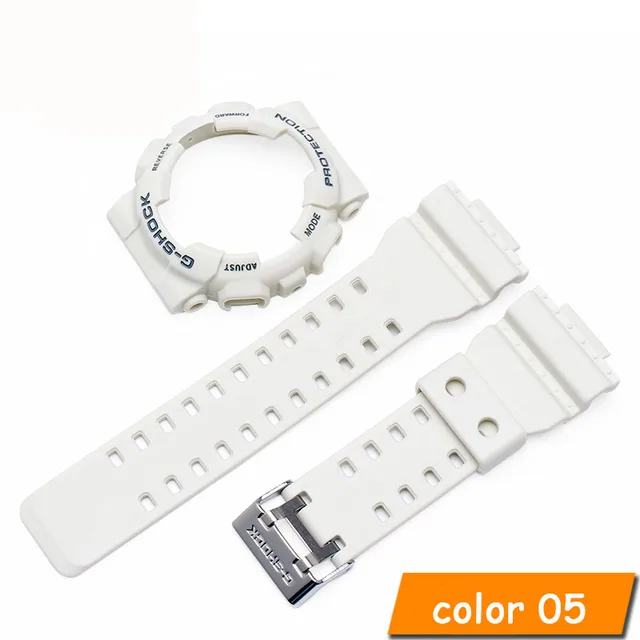 For Casio G-SHOCK GA-110 GA-100 GD-120 Rubber Sports Strap Modification Accessories, Including Case and Strap Adapter white gray