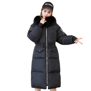 

new Fashion Winter Coat 2020 Women Jackets Thick Down Parkas Big Fur Hooded Cotton Long Coats Warm Windbreaker Female Outwear