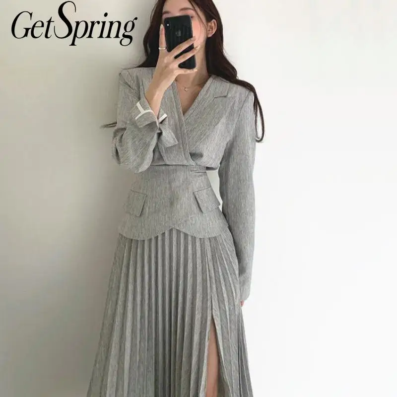 Getspring Для женщин комплекты блейзер комплект с юбкой и футболкой одежды повязкой