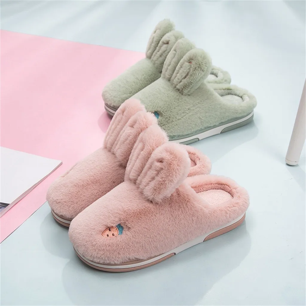 Тапочки для маленьких девочек и мальчиков; домашняя обувь с рисунком кролика; тапочки; мягкие сандалии обувь; Зимние теплые плюшевые тапочки; домашняя обувь; capcie