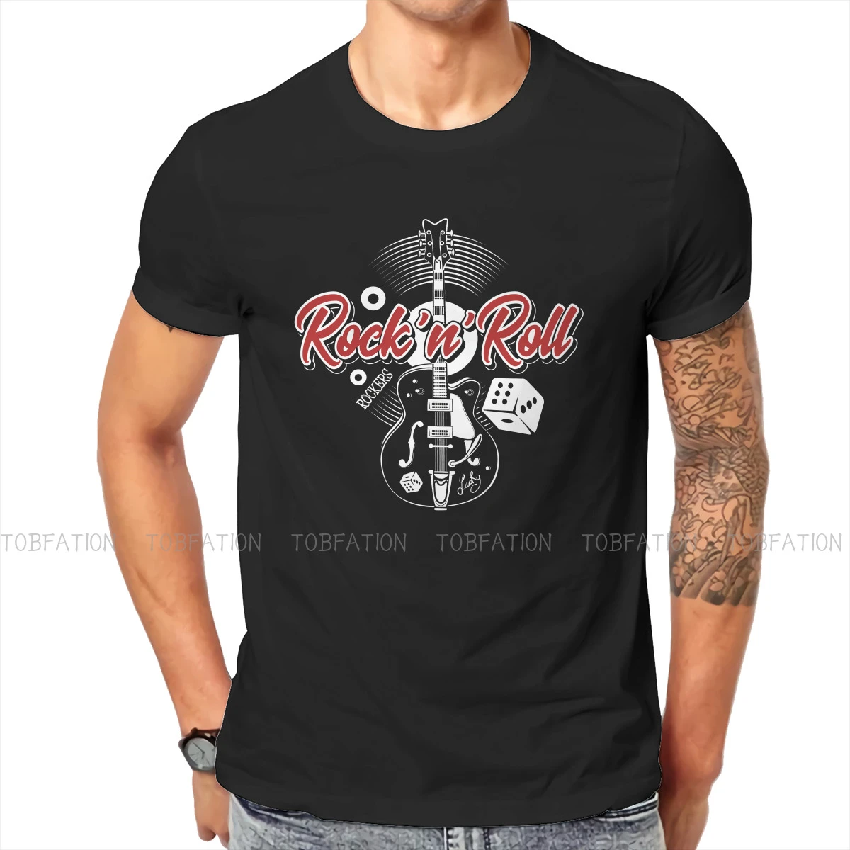Juguetón Interpretativo oleada Camiseta de Rockabilly Rock and Roll para hombre, ropa de calle Original,  Hipster, con dados de música, guitarras|Camisetas| - AliExpress