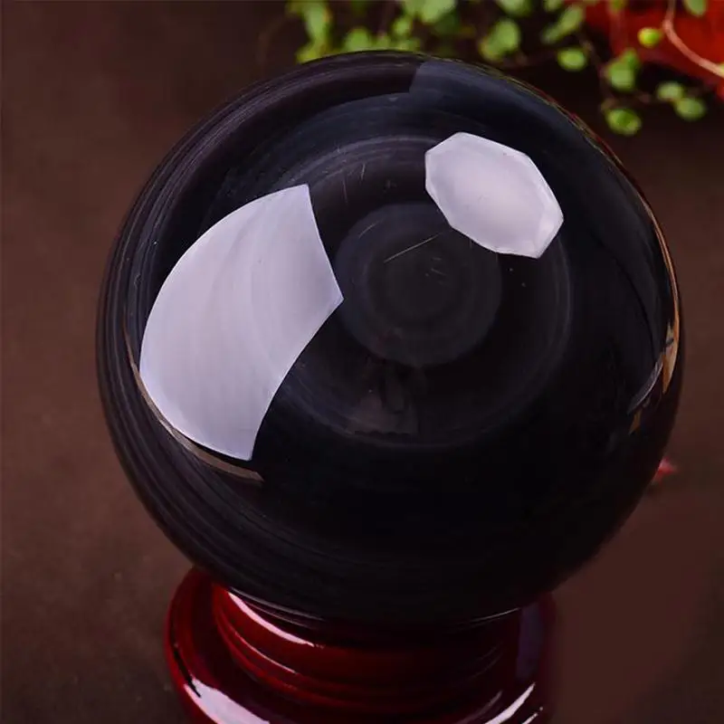 Деревянный стенд стеклянный шар Азиатский волшебный черный Медитирующий фэн шуй