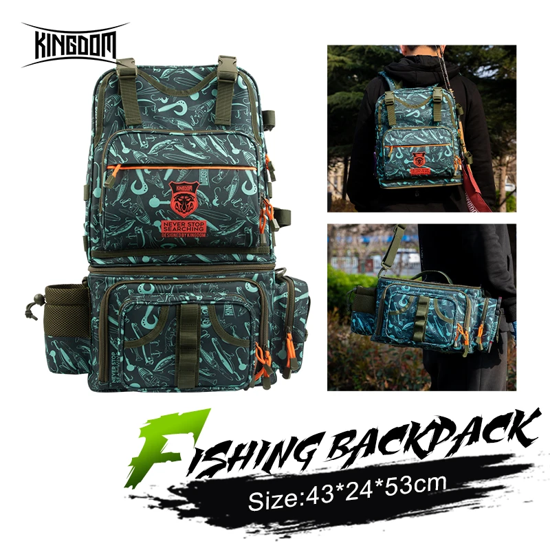 Kingdom Fishing Backpack 1000D Waterproof Nylon 43x24x53cm Large