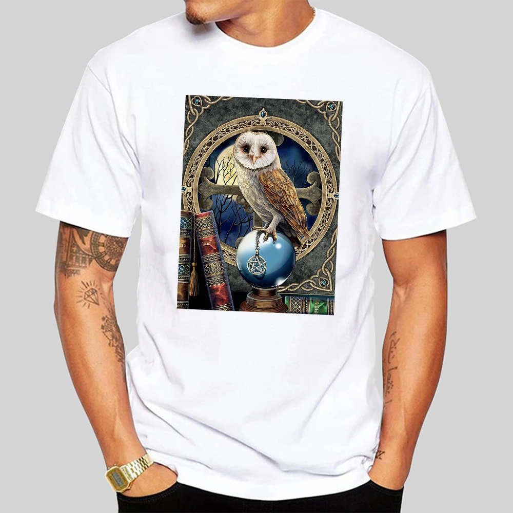 

Retro Style Court Noble Parrot Pattern Print Men's Tops Round Neck White&Black Cotton Short T Shirt