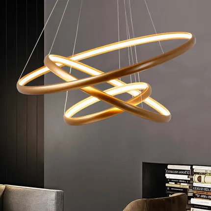 

Modern Pendant Lights For Living Room Dining Room 4/3/2/1 Circle Rings Led Lighting Ceiling Lamp Fixtures luminaire suspendu